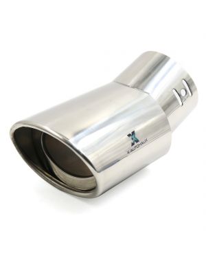 Universal Fits Car Stainless Steel Chrome Curved Exhaust Tail Muffler Tip Pipe Fit Diameter 1 3/4" to 2 3/8"