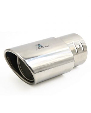 X AUTOHAUX 5.20 Inch Stainless Steel Car Exhaust Muffler Tail Pipe Tip 2.36 Inch Inlet 3.46 Inch Outlet