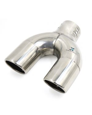 Car Stainless Steel Chrome Y Shape Dual Outlet Exhaust Tail Muffler Tip Pipe Fit Diameter 1 1/4" to 2"